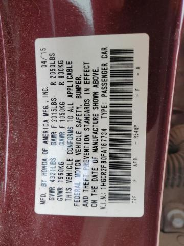 2015 HONDA ACCORD EXL 1HGCR2F80FA167734