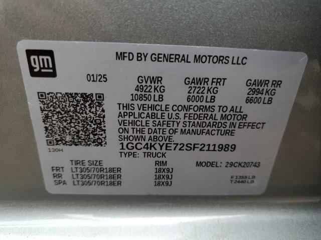 2025 CHEVROLET SILVERADO - 1GC4KYE72SF211989