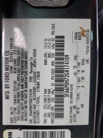 2016 FORD FUSION SE - 3FA6P0H72GR174109