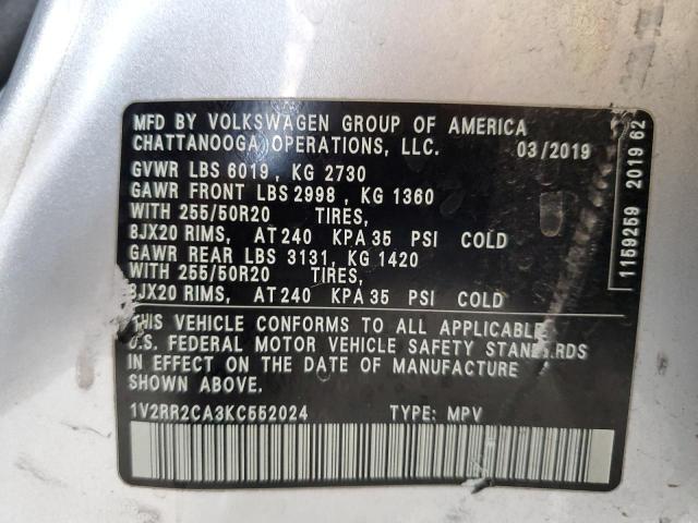 2019 VOLKSWAGEN ATLAS SEL - 1V2RR2CA3KC552024