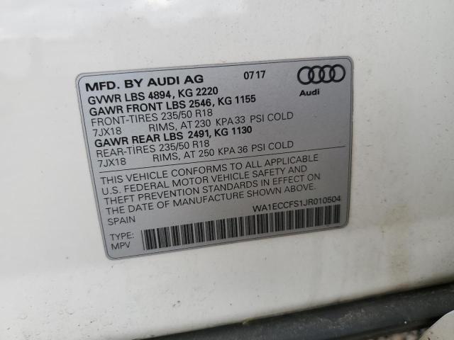 2018 AUDI Q3 PREMIUM WA1ECCFS1JR010504