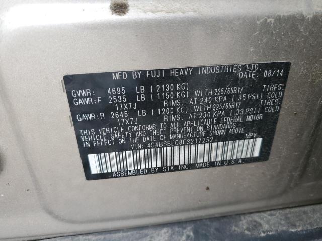 2015 SUBARU OUTBACK 4S4BSBEC8F3217252