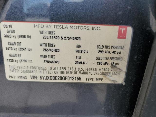 2016 TESLA MODEL X - 5YJXCBE20GF012155