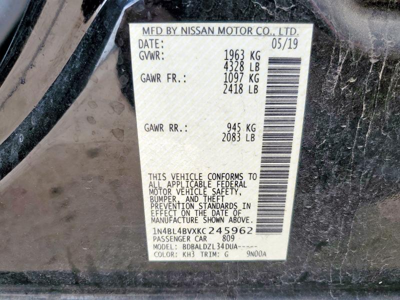 2019 NISSAN ALTIMA S - 1N4BL4BVXKC245962