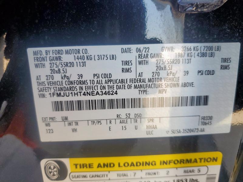 2022 FORD EXPEDITION - 1FMJU1HT4NEA34624
