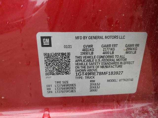 2021 GMC SIERRA K25 - 1GT49RE78MF183927