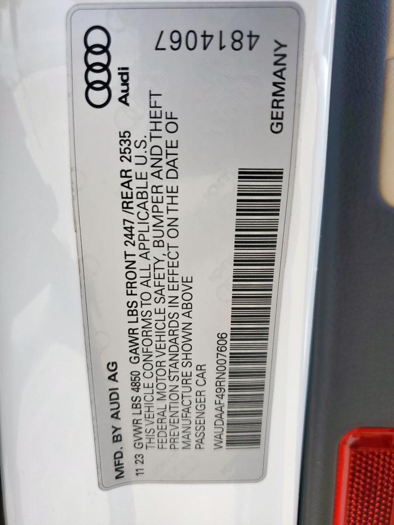 2024 AUDI A4 PREMIUM WAUDAAF49RN007606