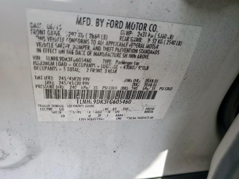 2015 LINCOLN MKS 1LNHL9DK3FG605460