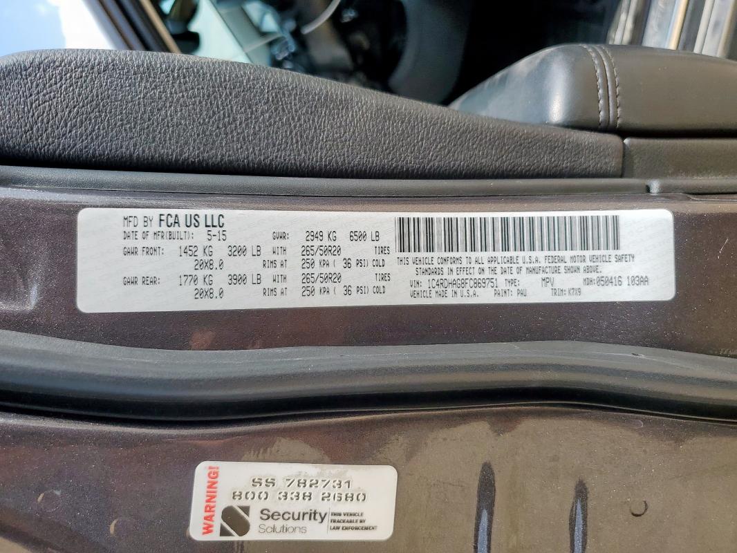 2015 DODGE DURANGO SX - 1C4RDHAG8FC869751