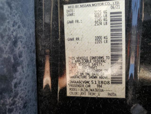 2021 NISSAN MAXIMA SV 1N4AA6CV6MC513808