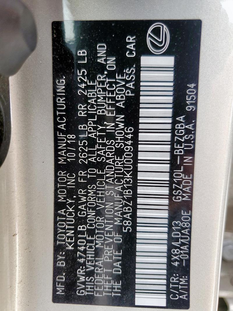 2019 LEXUS ES 350 58ABZ1B13KU009446