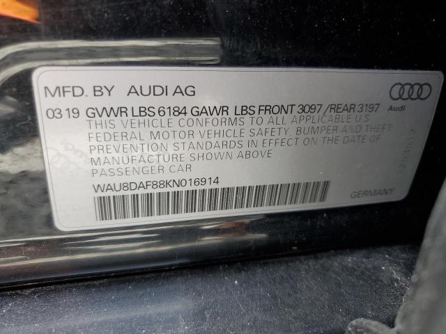 2019 AUDI A8 L WAU8DAF88KN016914