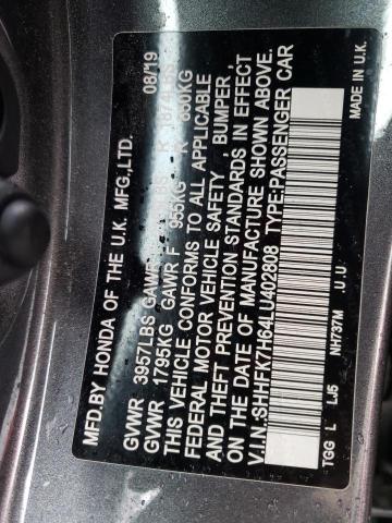 2020 HONDA CIVIC EX SHHFK7H64LU402808