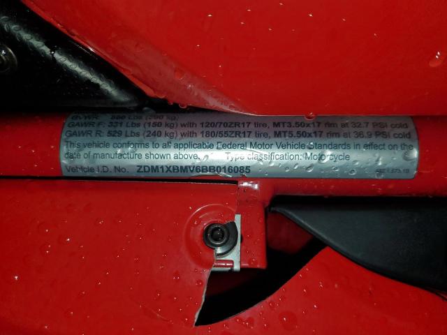 2011 DUCATI 848 ZDM1XBMV6BB016085
