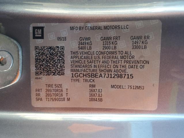 2018 CHEVROLET COLORADO - 1GCHSBEA7J1298715