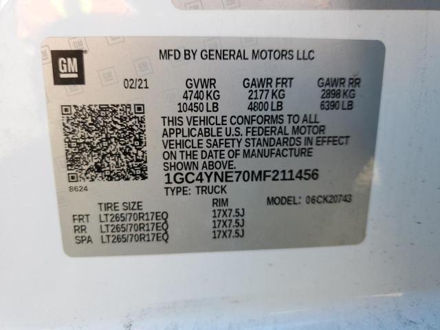 2021 CHEVROLET SILVERADO - 1GC4YNE70MF211456