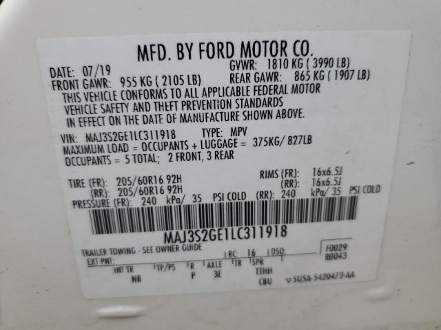 2020 FORD ECOSPORT S MAJ3S2GE1LC311918