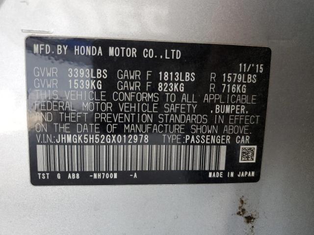 2016 HONDA FIT LX - JHMGK5H52GX012978