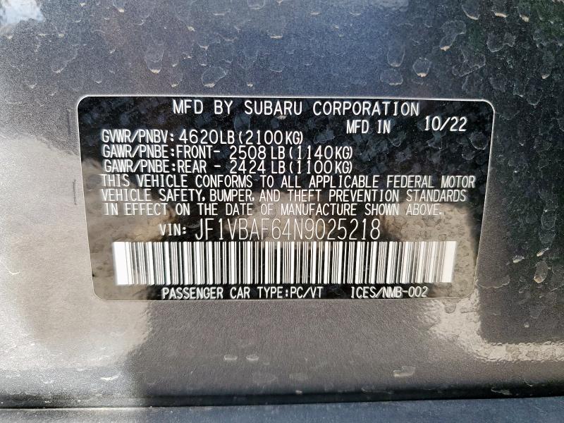 2022 SUBARU WRX PREMIU JF1VBAF64N9025218
