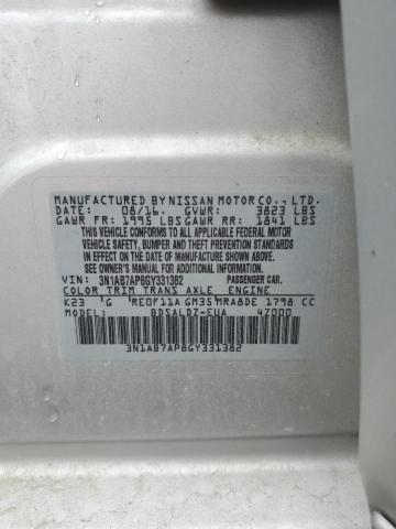 2016 NISSAN SENTRA S - 3N1AB7AP8GY331382