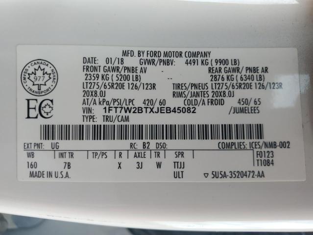 2018 FORD F250 SUPER - 1FT7W2BTXJEB45082