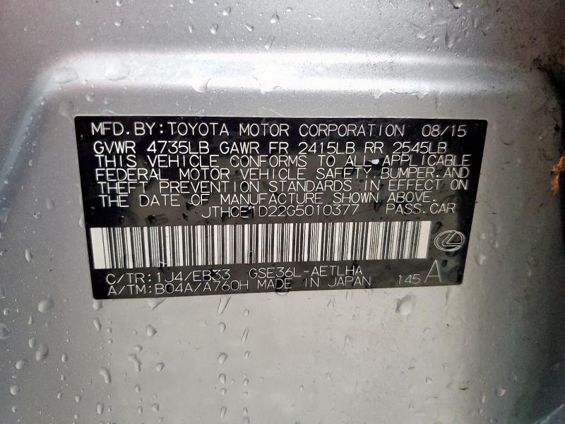 2016 LEXUS IS 350 JTHCE1D22G5010377