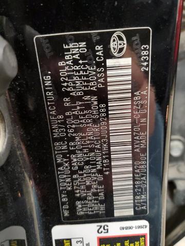 2018 TOYOTA CAMRY L 4T1B11HK3JU092888