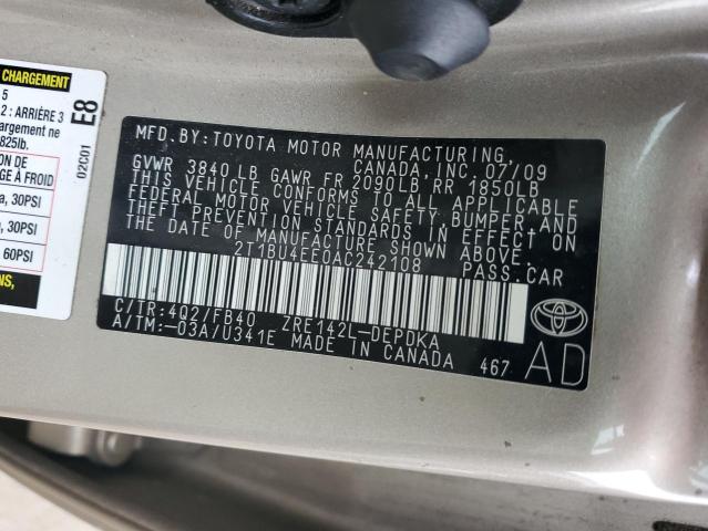 2010 TOYOTA COROLLA BA - 2T1BU4EE0AC242108
