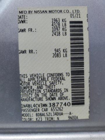 2021 NISSAN ALTIMA SR - 1N4BL4CV3MN387740