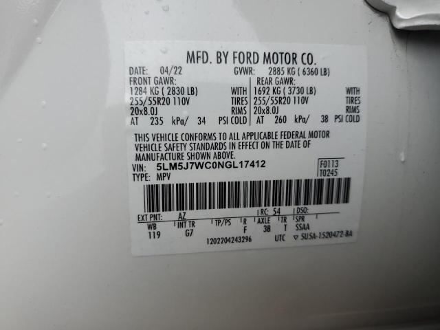 2022 LINCOLN AVIATOR RE 5LM5J7WC0NGL17412