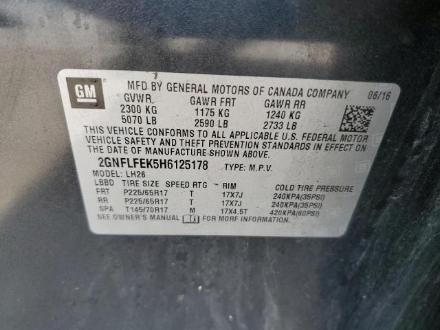 2017 CHEVROLET EQUINOX LT - 2GNFLFEK5H6125178
