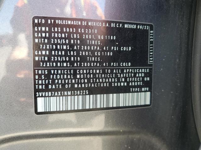 2022 VOLKSWAGEN TIGUAN SE 3VV8B7AX1NM136225