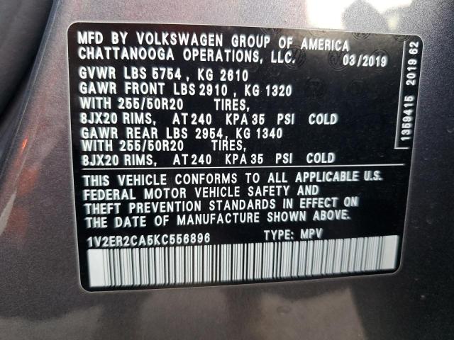 2019 VOLKSWAGEN ATLAS SEL - 1V2ER2CA5KC556896