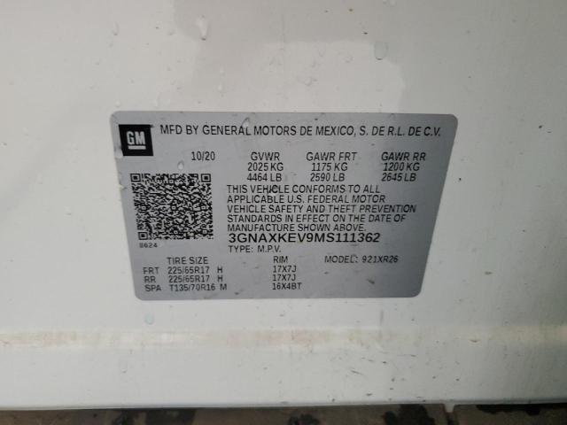 2021 CHEVROLET EQUINOX LT 3GNAXKEV9MS111362