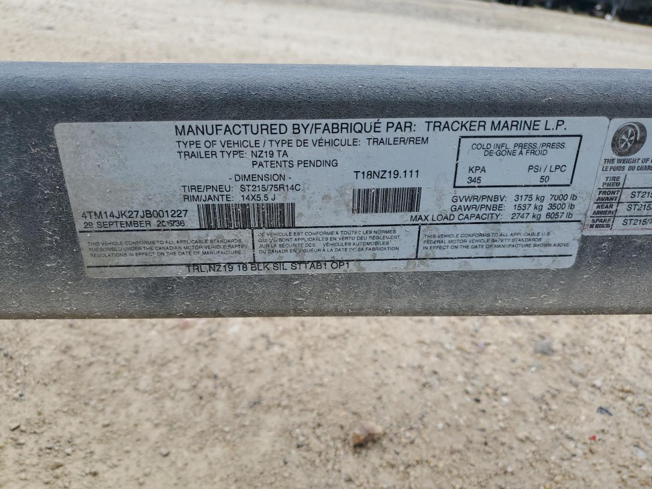 Lot #3303851513 2018 TRAILSTAR BOAT TRLR