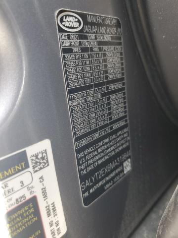 2021 LAND ROVER RANGE ROVE SALYT2EX6MA319844