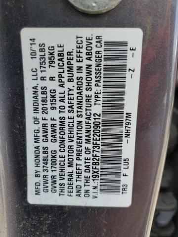 2015 HONDA CIVIC SE 19XFB2F73FE209012