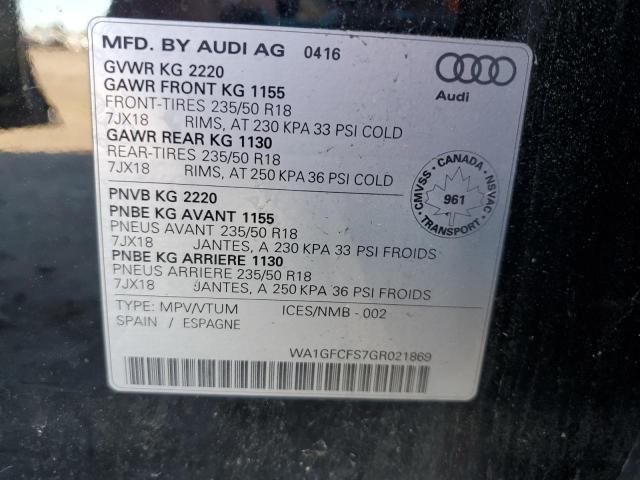 2016 AUDI Q3 PRESTIG WA1GFCFS7GR021869