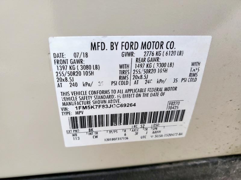 2018 FORD EXPLORER L - 1FM5K7F83JGC69264