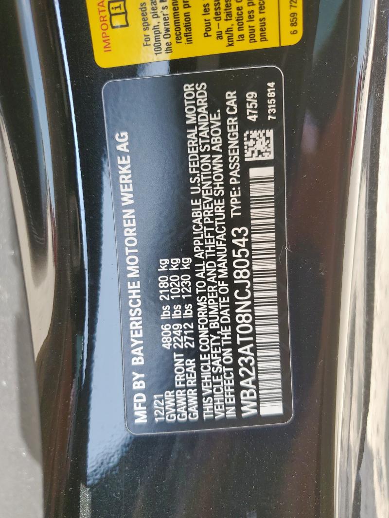 2022 BMW 430I WBA23AT08NCJ80543
