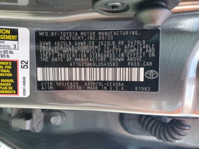 2020 TOYOTA CAMRY SE 4T1G31AK6LU543583