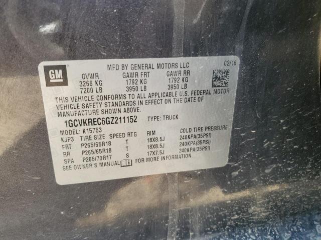 2016 CHEVROLET SILVERADO - 1GCVKREC6GZ211152