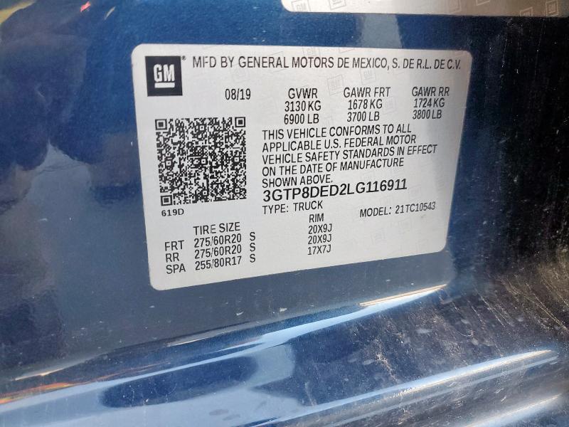 2020 GMC SIERRA C15 3GTP8DED2LG116911