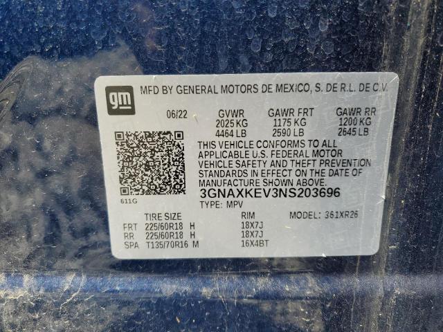 2022 CHEVROLET EQUINOX LT - 3GNAXKEV3NS203696