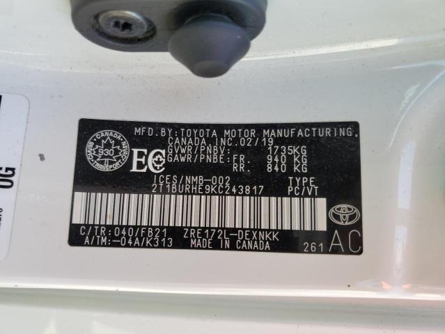 2019 TOYOTA COROLLA L - 2T1BURHE9KC243817