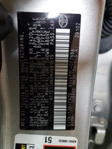 2021 TOYOTA CAMRY LE - 4T1C11AK0MU481815