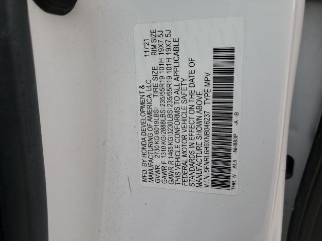 2022 HONDA ODYSSEY EL 5FNRL6H9XNB046237