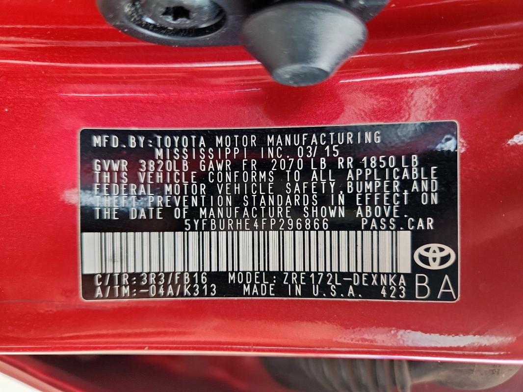 2015 TOYOTA COROLLA L - 5YFBURHE4FP296866