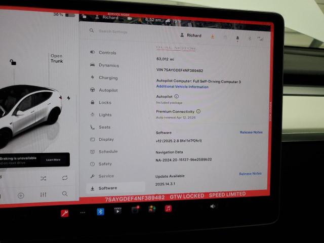 2022 TESLA MODEL Y 7SAYGDEF4NF389482