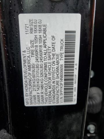 2022 HONDA RIDGELINE - 5FPYK3F14NB006656